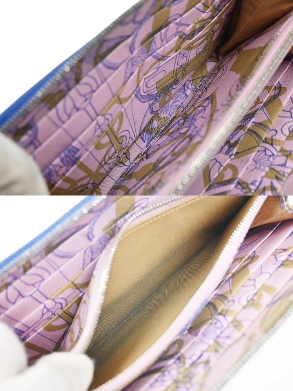 HERMES Azap Silk In Zip Around Long Wallet Epsom Leather Blue SHW France 38RL950 - Picture 13 of 16